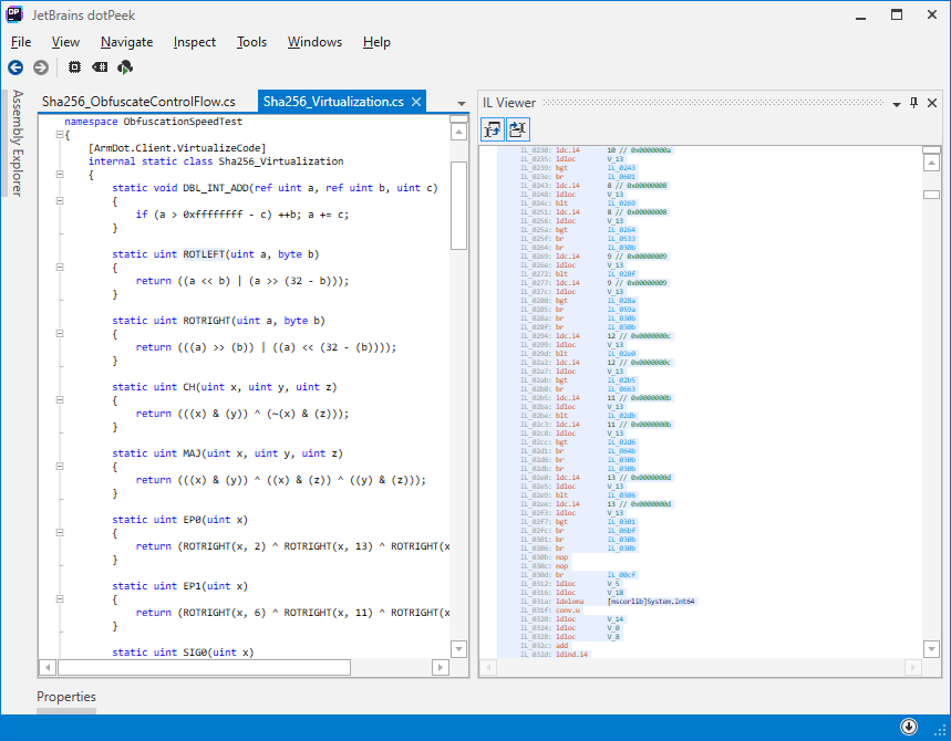 Virtualized code interprets each instruction