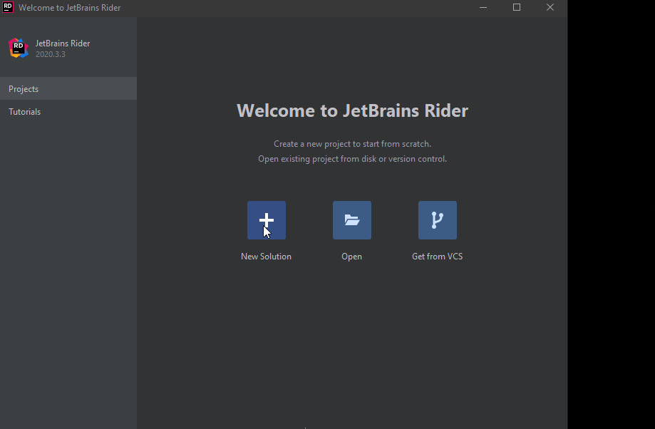 Create a project in Rider