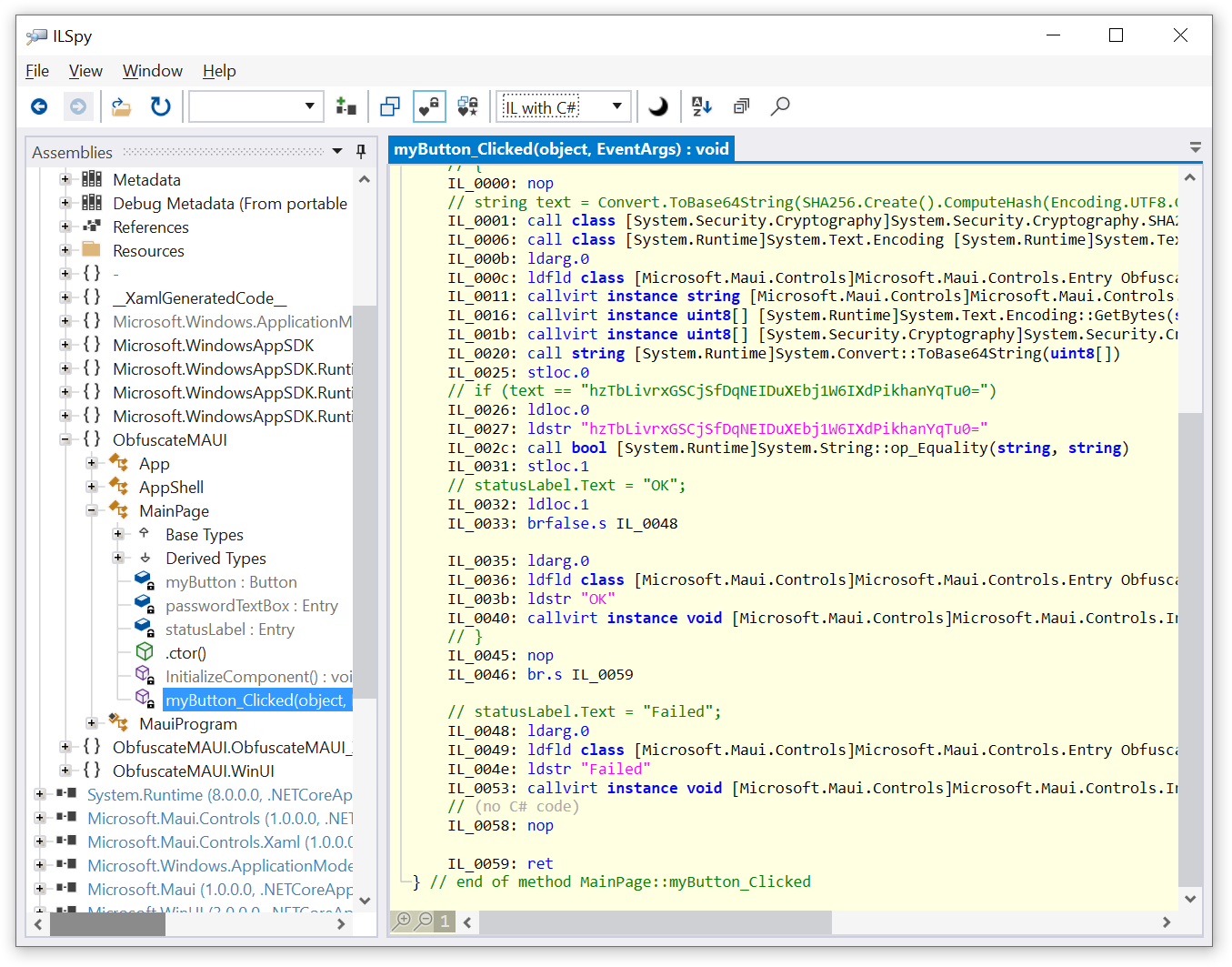 A MAUI application is easy to decompile